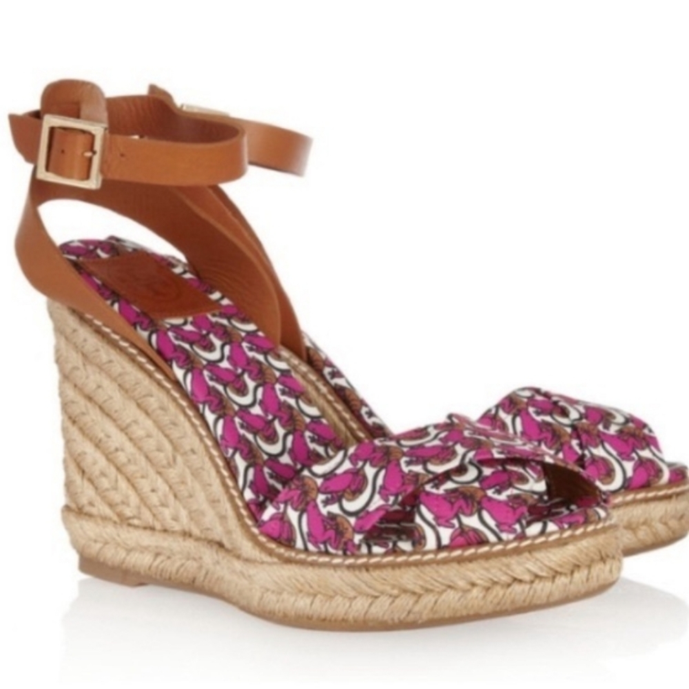 Tory Burch Wedge Espadrilles Jute Rope Designer Summer Beach